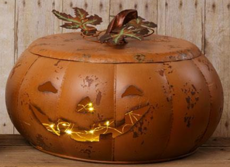 Metal Pumpkin Burnt Orange Large